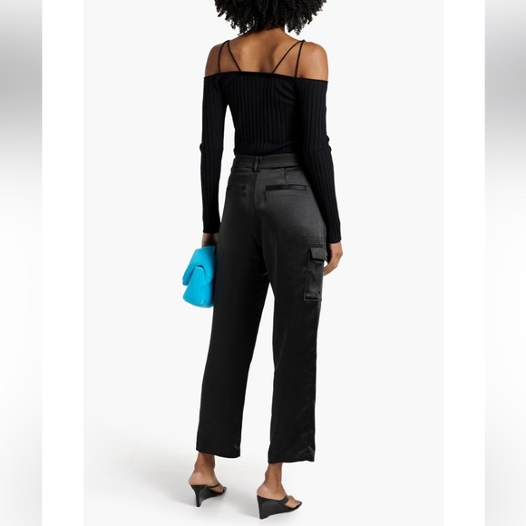 PAIGE Satin cargo pants Black Size 10 Dress Up Holiday Party - Picture 2 of 12